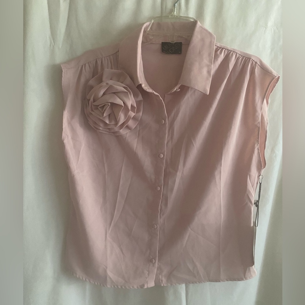 Pink Boxy Button Down Shirt with Dress Shirt Collar - BRAND NEW - NEVER WORN NWT